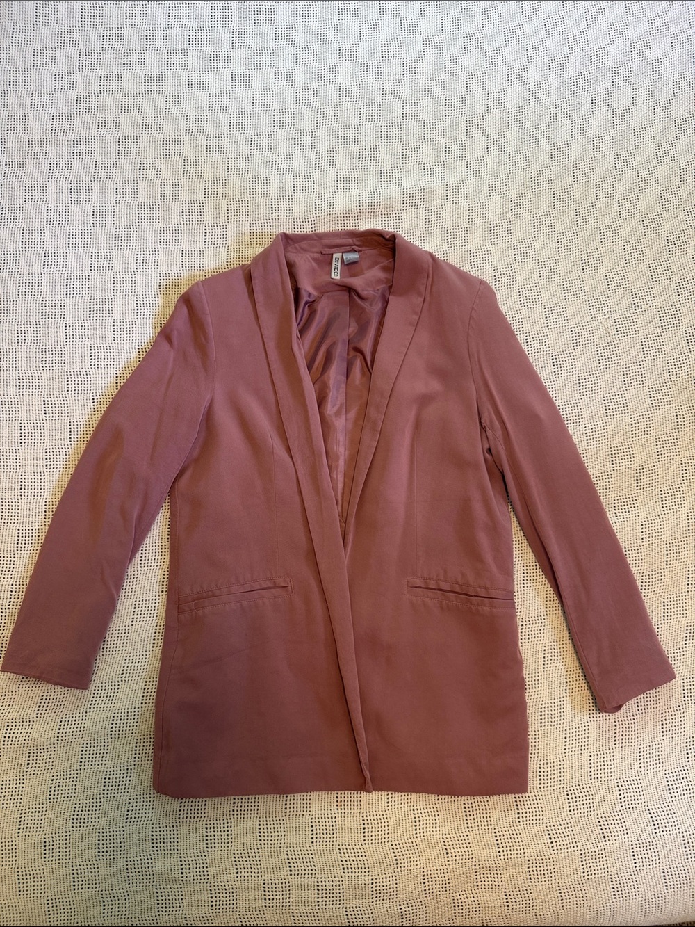 H&M Dusty Rose Open-Front Shawl Blazer